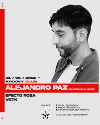 Este sábado 31 de mayo Prepárate para una noche intensa de electrónica y  techno con un line-up que hará vibrar la pista: EFECTO ROSA ALEJANDRO PAZ  VSTK Desde las 23:00 hrs, sumérgete