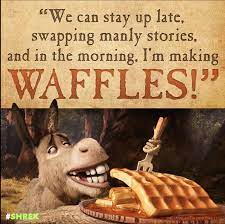 Donkey and his waffles from Shrek | Shrek dreamworks, Shrek, Shrek movie