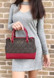 Black And Brown Mk Purse Michael Kors Kellen Xs Satchel Brown Mk Signature Cherry Red Small Crossbody Bag Michaelkors Satchel Small Crossbody Bag Crossbody Bag Satchel