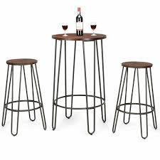 3 Piece Bistro Pub Set Round Table Counter Height Stools Wood Metal Furniture 6952938338479 Ebay In 2020 Bar Table Sets Bistro Table Set Bar Table