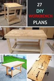 Next, make a (+) shape base using more plywood lengths and make the round top sit on it. 27 Sturdy Diy Workbench Plans Ultimate List Mymydiy Inspiring Diy Projects