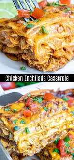 Chicken Enchilada Casserole In 2020 Easy Chicken Enchilada Casserole Shredded Chicken Recipes Chicken Enchiladas Easy