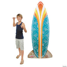 It is made of high quality 1/2 plywood painted and vinyl graphiced. Surfboard Cardboard Stand Up Oriental Trading