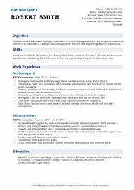 bar manager resume samples qwikresume