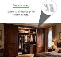 Quiet Glide Sliding Door Roller Set, Top-Hung Sliding Door Hardware Roller & Track Kit, 5-Piece Wardrobe Closet Door Repair Replacement Set Default