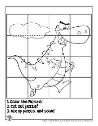 Free online games, tests and quizzes, puzzles and printable games, pokemon free kids puzzles on hellokids. Dino Jigsaw Puzzle Coloring Sheet Woo Jr Kids Activities