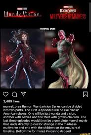 Wandavision 1.sezon 7.bölüm (episode #1.7). 3 409 Likes Marvel Braa Rumor Wandavision Series Can Be Divided Into Two Parts The First 3 Episodes Will Be Like Classic American Shows One Will Be Just Wand Wanda And Vision Marvel Marvel Films