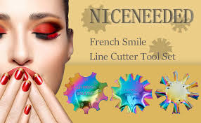 NICENEEDED 3 piezas de herramientas de corte de línea de sonrisa francesa,  manicura sin estaniless de acero en forma de C, plantillas de corte de  borde para arte de uñas de acrílico