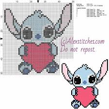 little stitch with heart free disney cross stitch pattern