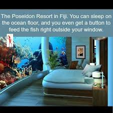 The Poseidon Resort In Fiji You Get To Sleep On The Ocean Floor And You Even Get A Push Button To Feed The Fish Right Cool Places To Visit Fun Facts