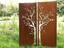 Gartenwand Sichtschutz Wand Diptychon Baum Stahl Rost 150x195 Cm Ebay Sichtschutzwand Garten Rost Deko Garten Trennwand Garten