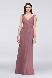 Faux Wrap Pleated Chiffon Bridesmaid Dress David S Bridal Davids Bridal Bridesmaid Dresses Chiffon Bridesmaid Bridesmaid Dressing Gowns
