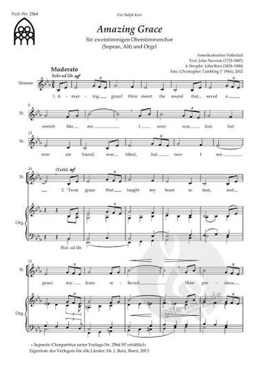 Amazing Grace (Christopher Tambling) » Sheet Music for Choir - BUTZ2564PART
