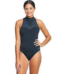 Zoggs Peak Hi Neck Uk Size 8 Black Women Swimsuits Zoggs Swimwear Sportswear Women