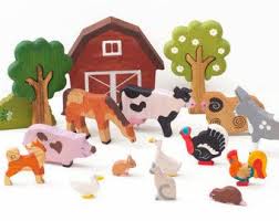 Wooden Toy Animals Baby Woodland Animals Figurines Etsy Toy Barn Farm Toys Farm Animal Toys