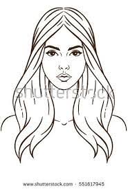 Illustration Face In White Background Beautiful And Young Woman With Long Hair Close Up Portrait Sketch Female Face Drawing Girl Face Drawing Face Drawing
