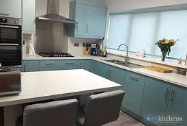 Light grey gloss kitchen with oak worktops expressvpn/bongino. High Gloss Blue Real Kitchens