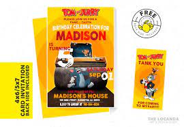 Tom And Jerry Invitation Tom And Jerry Birthday Party Free Thank You Cards Tom And Jerry Tom And Jerry Cards Party En 2021 Tarjetas De Agradecimiento Gratis Tarjetas De Agradecimiento Tarjetas
