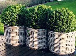 Practical Wicker Basket Flower Pots Patio Garden Backyard Plants