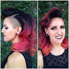 All Sizes Glam Undercut Mullet With Bombshell Curly Pinup Texture And Black To Hot Pink Balayage Cool Modern Undercut Hairstyles Women Pink Haircut Punk Hair
