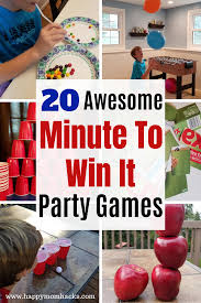 20 Easy Minute To Win It Games For Kids Happy Mom Hacks Birthday Party Games For Kids Fun Games For Kids Game Night Parties