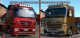 Ets2 Kelsa Lightbars For Mercedes Benz Actros Mp3 Mp4 1 36 X Mercedes Benz Mercedes Benz