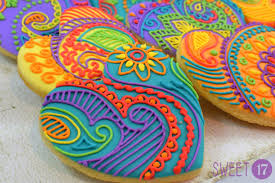 Mehndi Heart Sugar Cookies Set Of Six Etsy Heart Sugar Cookie Flower Sugar Cookies Cookies