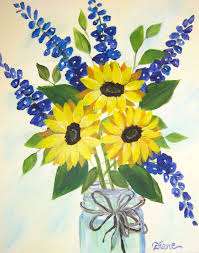 Wine And Canvas Mason Jar Painting Wine And Canvas Flower Painting Spring Painting