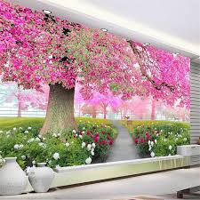  Us 8 4 44 Off Beibehang Custom Wallpaper 3d Photo Murals Papel De Parede Flower Sakura Tree Walkway 3d Living Room Tv Backgr Bunga Sakura Wallpaper Bunga Bunga