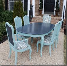 Painted Vintage Thomasville Dining Table And Chairs Annie Sloan Chalk Paint Graphite Duck Egg Painted Dining Table Painted Dining Chairs Dining Table Chairs