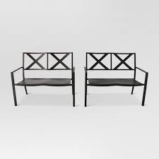 Black Bench With Back Afton 2pk X Back Patio Bench Black Threshold Target Back Patio Patio Bench Patio Seating
