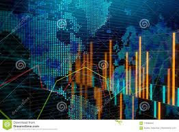 Abstract Forex Chart Wallpaper With Map Stock Illustration