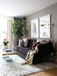 Gold Floor Lamp Moroccan Rug Fiddle Leaf Fig Plant With Acrylic Coffee T Living Room Decor Apartment Cozy Apartment Living Room Small Apartment Living Room