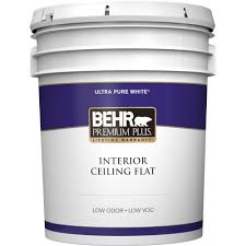 Behr Premium Plus 5 Gal Ultra Pure White Ceiling Flat Interior Paint 55805 The Home Depot Flat Interior Interior Paint Interior