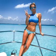Our Favorite Babe Naomie Olindo Out To Sea In The Bigsurpiece Kaceyshanaswim Swimwear High Neck Bikinis Viva La Mexico