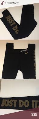 Black And Gold Nike Pro Leggings Nike Pro Leggings Just Do It Logo Style Size Large Nike Pro Leggings Fashion Logo Leggings Are Not Pants