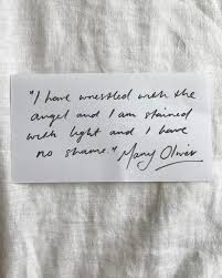 I Have Wrestled With The Angel And I Am Stained With Light And I Have No Shame Mary Oliver Upstream Mary Oliver Quotes Inspirational Words Cool Words