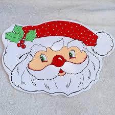NOS Vintage AJ Cohen Santa Face Vinyl Placemats Set Of 8 Holiday Decor