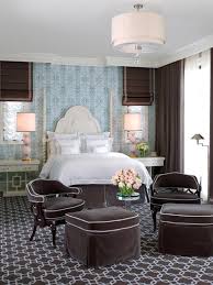 From traditional to cutting edge. Brown And Blue Transitional Bedroom With Bold Patterned Carpet Hgtv
