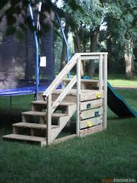 Trampoline Stairs With Slide Free And Easy Diy Plans Rogueengineer Com Trampolinestairs Babyandc Diy Playground Backyard Diy Projects Backyard Trampoline