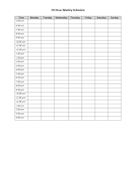 24 hour weekly schedule printable daily planner template daily schedule template weekly schedule printable 24 hour weekly schedule printable