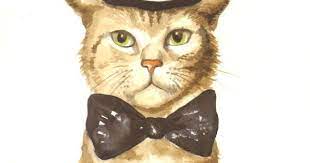 Http Www Etsy Com Listing 66110759 Cat Hat Original Watercolor Painting Watercolor Cat Cat And Dog Art Watercolor Paintings Of Animals