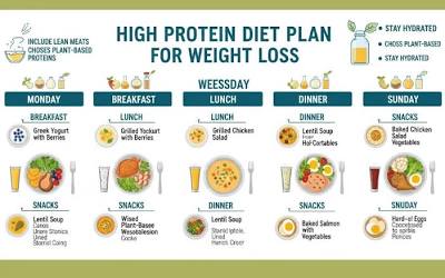 High-protein meal frameworks preserve lean tissue during a caloric deficit, AI generated