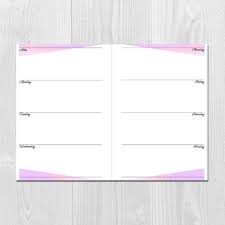 Weekly Planner Printable Horizontal Layout A5 Size Undated Week On 2 Pages Weekly Planner Printable Weekly Planner Printable Planner