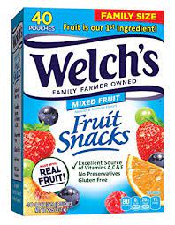These aren't chewy like you find with gummy bears but are still tasty and pose as a great snack option for your kids! Amazon Com Welch S Fruit Snacks Mixed Fruit Gluten Free Bulk Pack 0 9 Oz Individual Single Serve Bags Pack Of 40 Grocery Gourmet Food