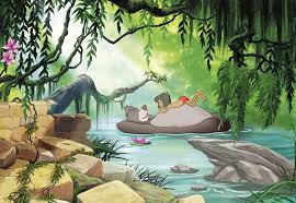 I think my mom went deaf temporarily hearing me sing the bare it hardly looked like baloo until all the pieces of the puzzle came together. Photomural Jungle Book Swimming With Baloo 8 4106 From Komar Disney