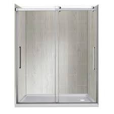 H2off® clean glass technology is applied to the inside surface of the glass. Foremost Lagoon Vertical Handle 60 In L X 30 In W X 80 In H Right Drain Alcove Shower Kit In Driftwood And Silver Gfs6030lvsv Drr The Home Depot Alcove Shower Kits