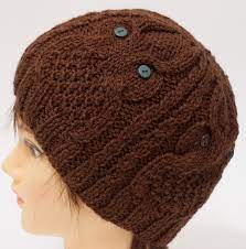 Beanie Owl Hat Brown Knitted Hat Fall Winter Chemo Hat Etsy Brown Knit Hat Owl Hat Knitting Gift