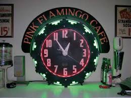 Cleveland browns 15 inch neon clock. 1930s Neon Clock Pink Flamingo