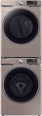 This innovative machine features two washers that provide separate. Samsung Sawadrec63003 Stacked Washer Dryer Set With Front Load Washer And Electric Dryer In Champagne
